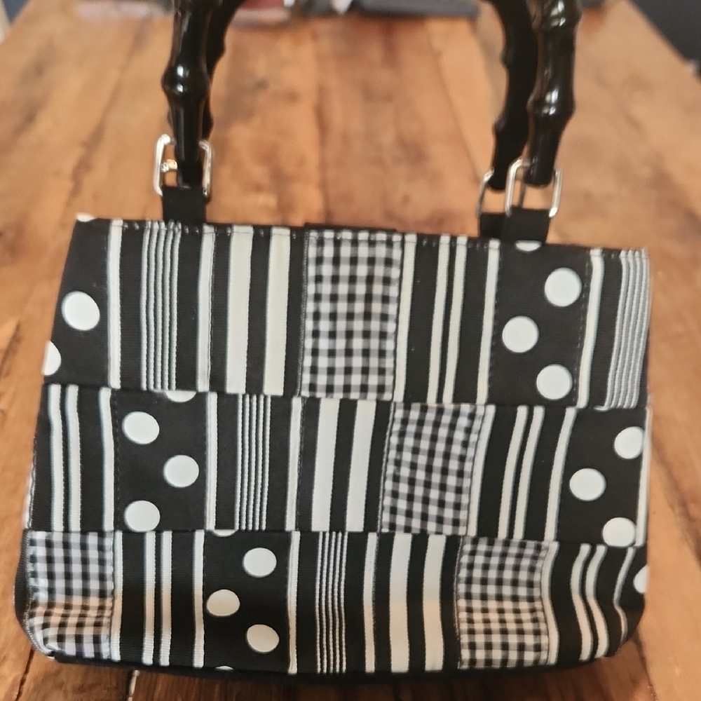 Mercer & Madison Black and White Patterned Purse